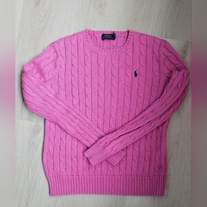 Ralph Lauren Pink Cable Knit Polo Sweater